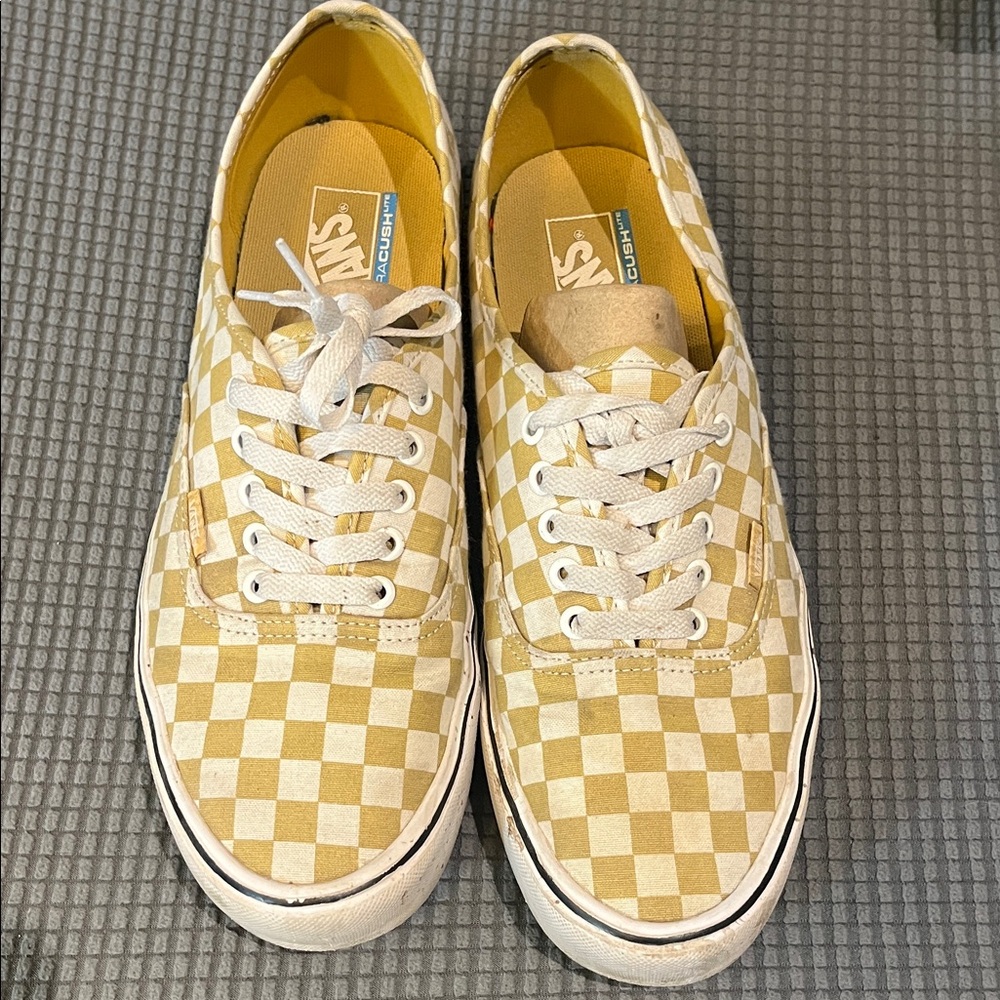 Vans Yellow and White Checkered Sneakers